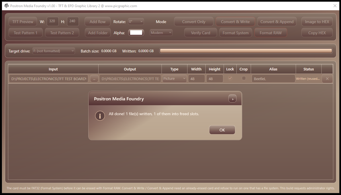 Convert & Append reports when a file has reused an available slot.