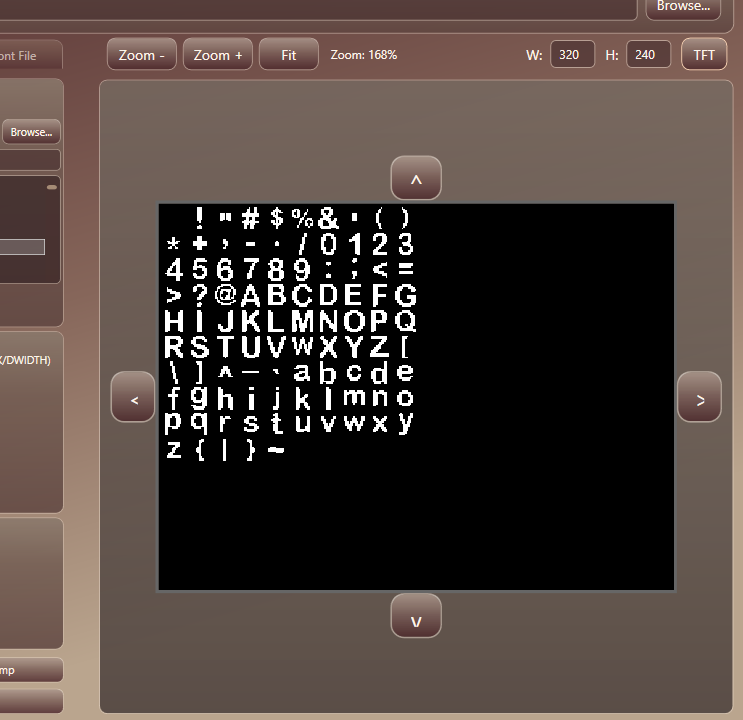 Character set displayed in the Font Foundry TFT preview
