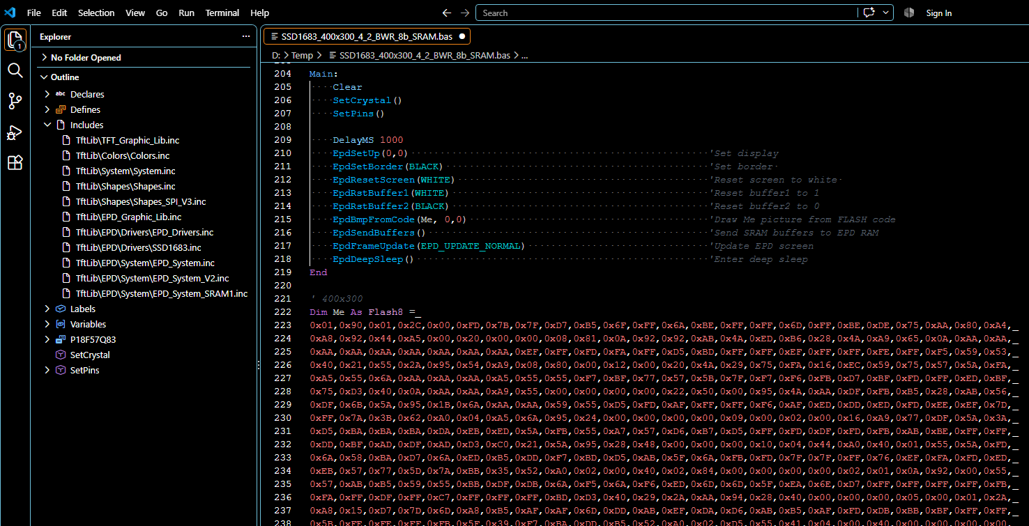 Generated Flash8 image data pasted into a Positron BASIC source file