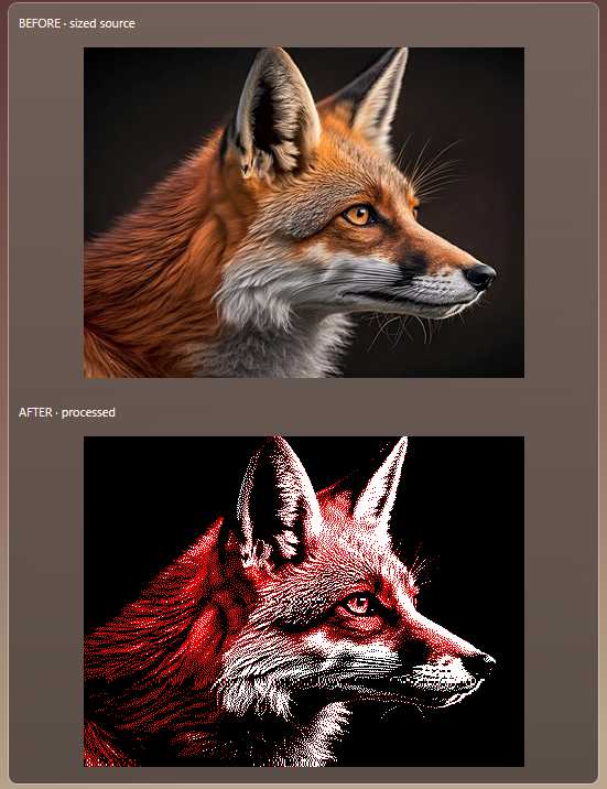 Before / After comparison in the preview window