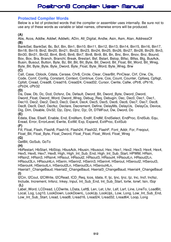 Protected Compiler Words chapter divider